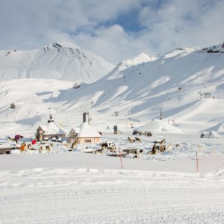 Village de Williwaw Alpi Traineau Orcieres Merlette 1850 Champsaur Hautes Alpes Alpi Traineau Chiens de traineaux
